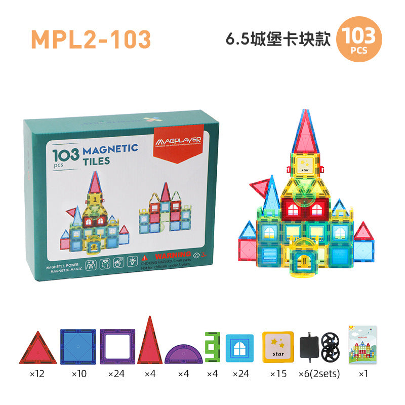 Cross-border 6.5cm color window magnetic building blocks children's educational magnetic assembly toys diy wholesale 1-3-6 set
