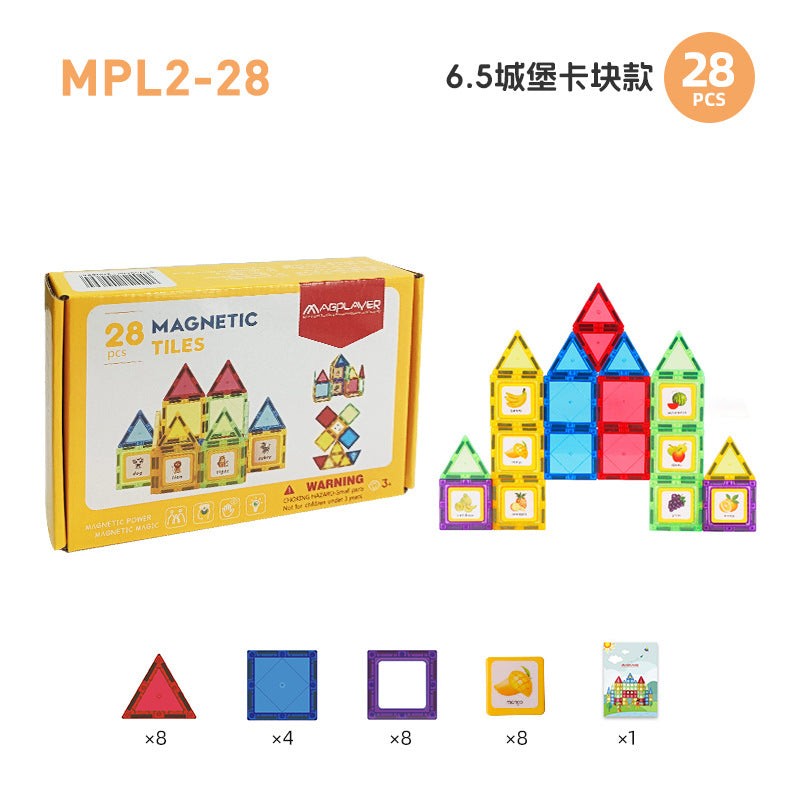 Cross-border 6.5cm color window magnetic building blocks children's educational magnetic assembly toys diy wholesale 1-3-6 set