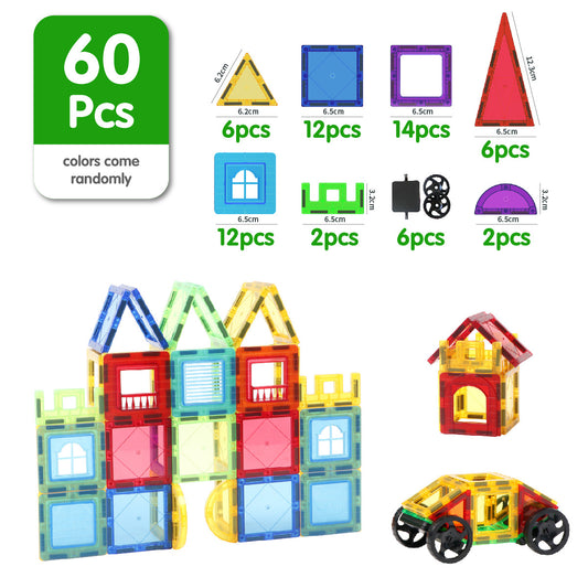 Cross-border 6.5cm color window magnetic building blocks children's educational magnetic assembly toys diy wholesale 1-3-6 set