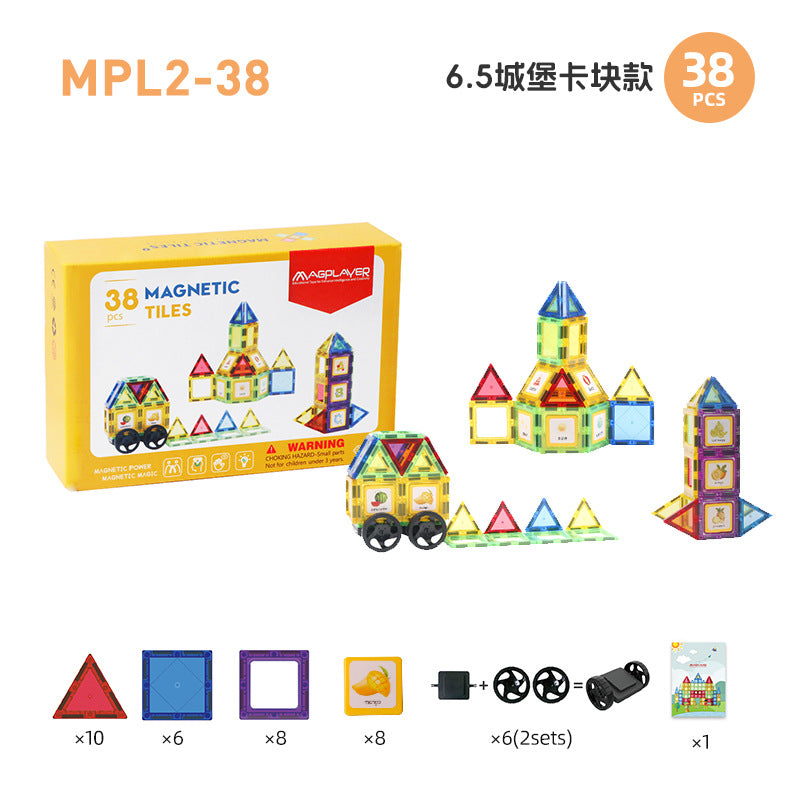 Cross-border 6.5cm color window magnetic building blocks children's educational magnetic assembly toys diy wholesale 1-3-6 set