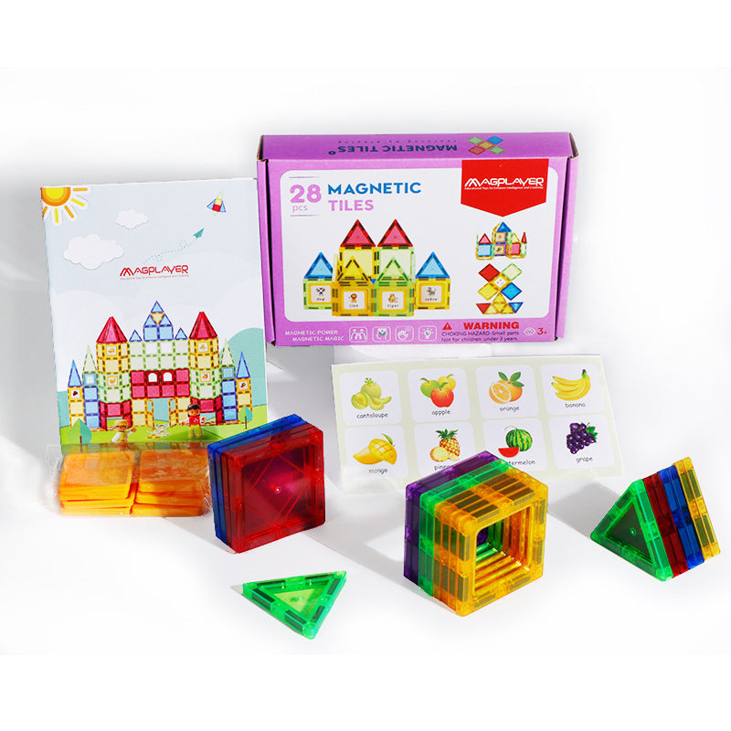 Cross-border 6.5cm color window magnetic building blocks children's educational magnetic assembly toys diy wholesale 1-3-6 set