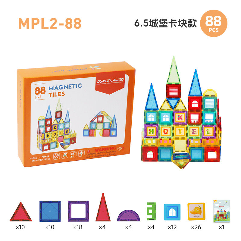 Cross-border 6.5cm color window magnetic building blocks children's educational magnetic assembly toys diy wholesale 1-3-6 set